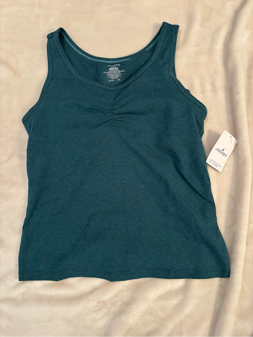 Jockey Teal cotton Scoop Neck Tank with Front Ruching